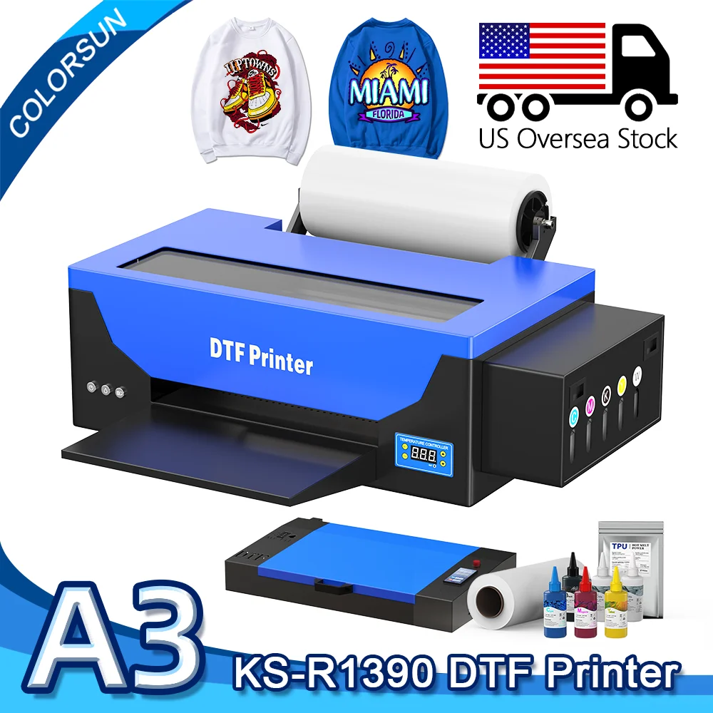 Colorsun A3 R1390 DTF Printers impresoras a3 dtf High-Quality Printing T-Shirt printing machine For T-Shirt Hoodies Hat Fabric