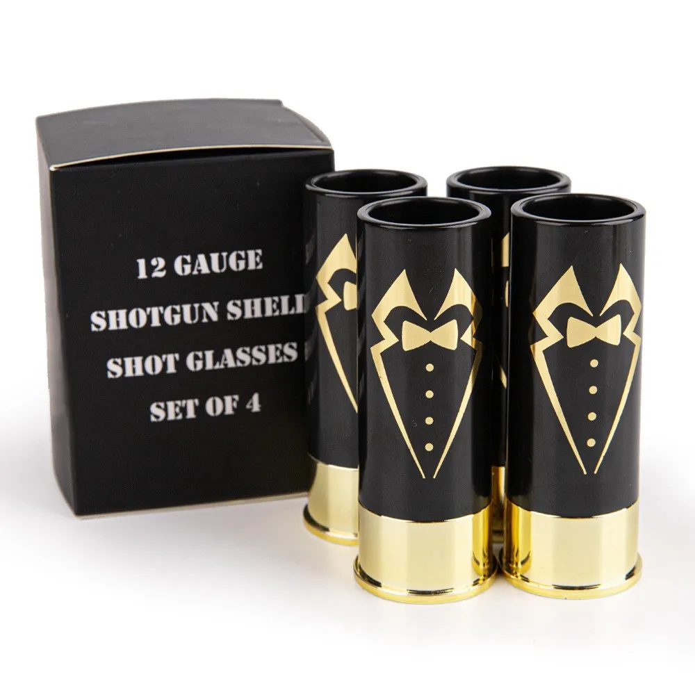 4PCS/Set 36ML Shot Glass Drinking Cup Creative High Quality Plastic Shotgun Bullet Shape Water Wine Glass Party Drinkware Gift