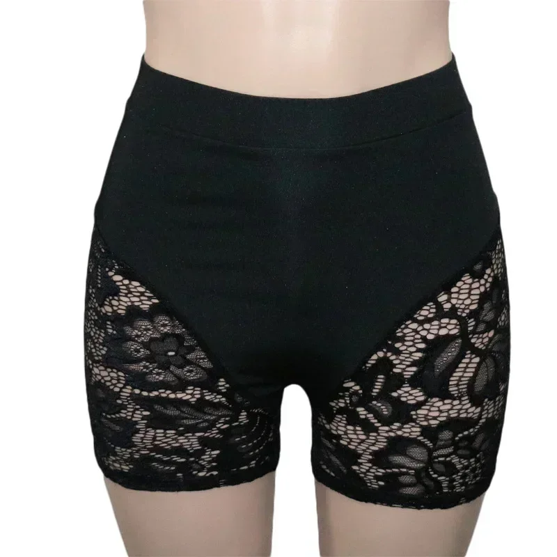 GUWU Sexy schiere Spitze Patchwork 2-teilige kurze Sets Club Party Damen Kleidung Nachtwäsche BH Top + Shorts Mitternachts passende Sets