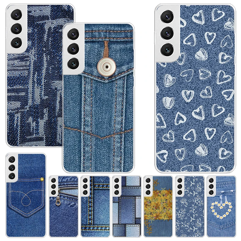 Jeans Cowboy Denim Printed Print Soft Case for Samsung Galaxy S24 S23 S22 Ultra S21 S20 FE S10 Plus Phone Shell S9 S8 + S10E Pat