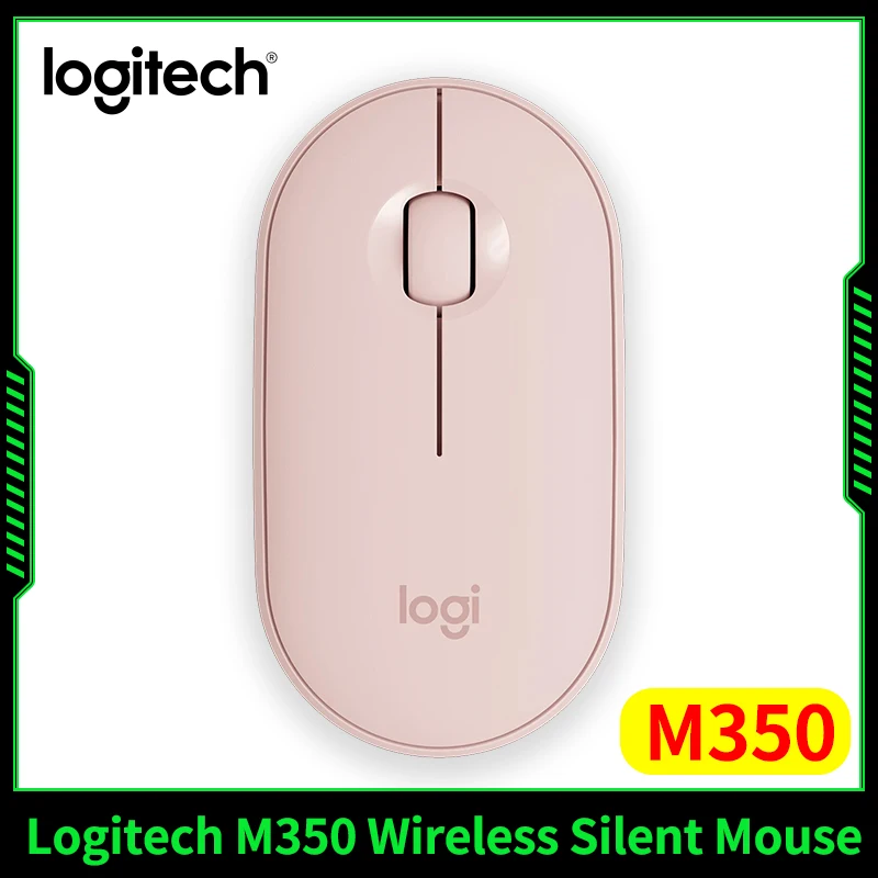 لوجيتك بيبل M350 سماعة لاسلكية تعمل بالبلوتوث، وضع مزدوج صامت، كمبيوتر محمول لطيف للأولاد والبنات، ضوء مكتب منزلي ومريح ومحمول