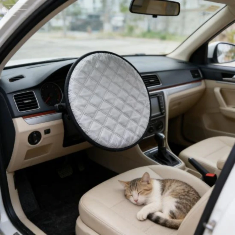 

42CM Universal Car Steering Wheel Sun Shade Cover UV-Blocking Steering Sun Protection Cover Sun Visor Protector Foldable