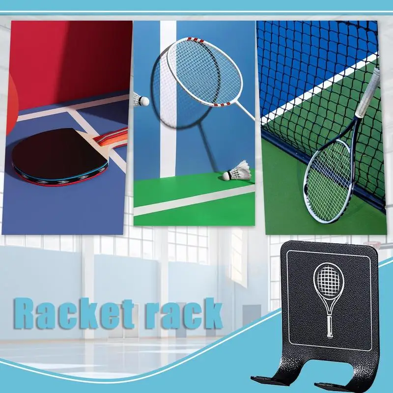 2Pcs Tennis Racket Holder Universals Wall Mounted Racket Rack Stainless Steel Wall Hook Space-Saving Badminton Racket Holder
