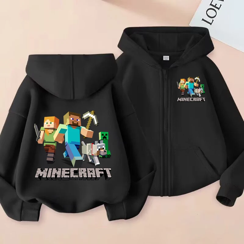 

Game Theme Printed Boy Zipper Hoodie Minecrafted Casual Sports Shirt Quality Comfortable Children Clothe Autumn Fashion Cardigan