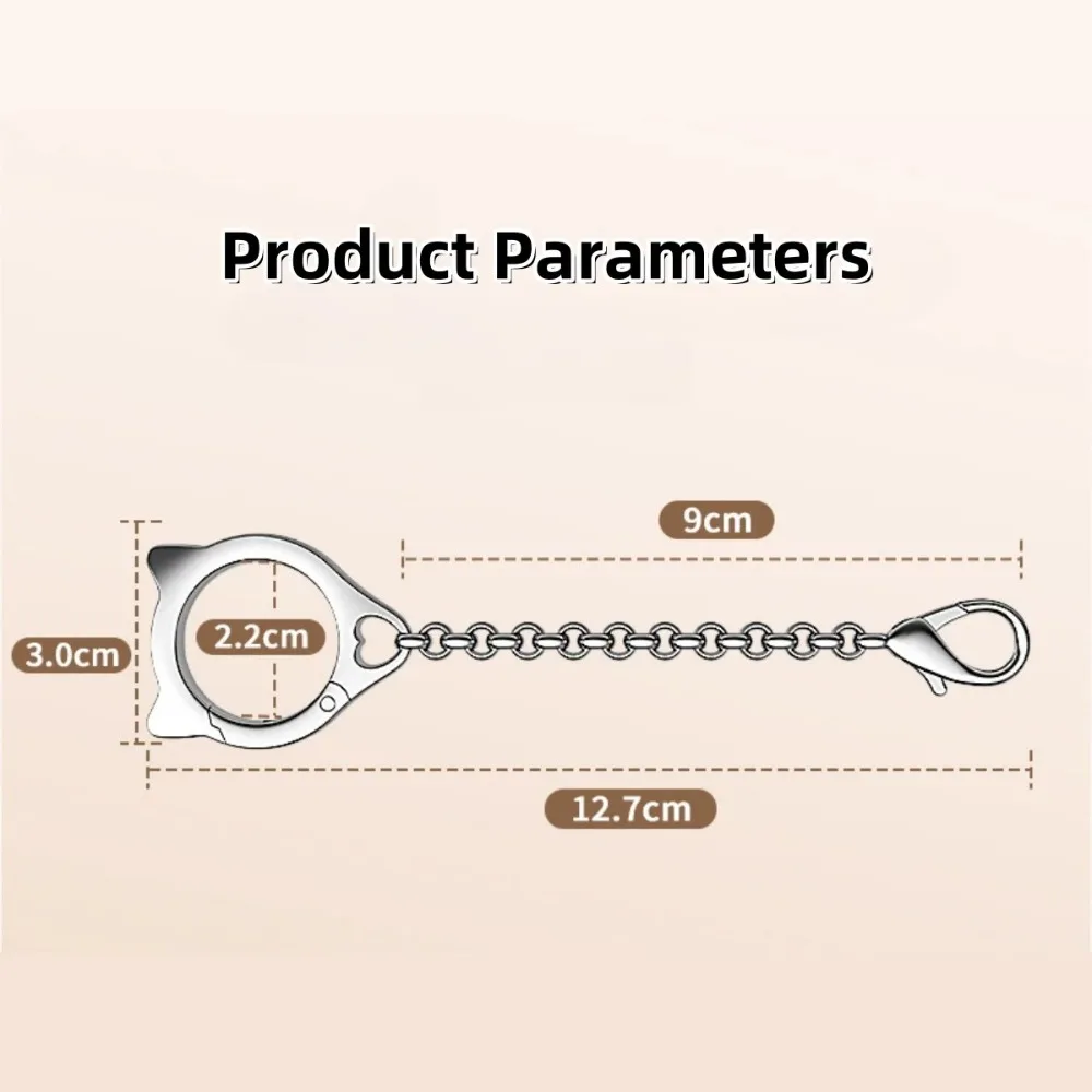 Cute Cat Head Metal Phone Case with Lanyard And Detachable Ring Buckle Multi-Functional Chain Cell Phone Strap Accessory