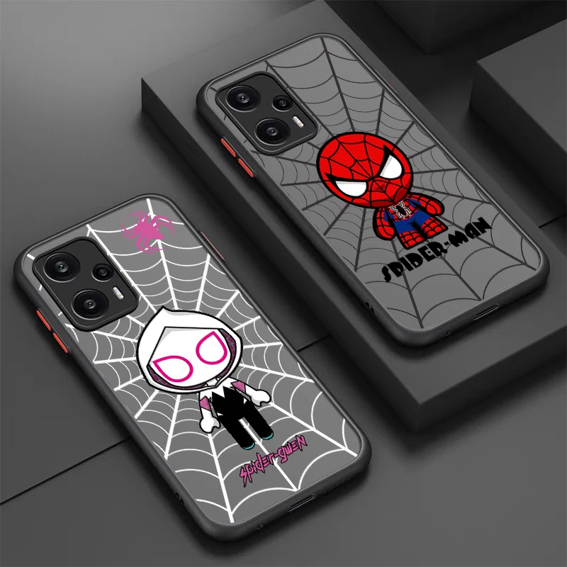 

Marvel Hero SpiderMan Cool For POCO X5 X4 X3 NFC X2 M5S M6 M4 M3 M2 C51 F5 F4 GT Pro Frosted Translucent Phone Case