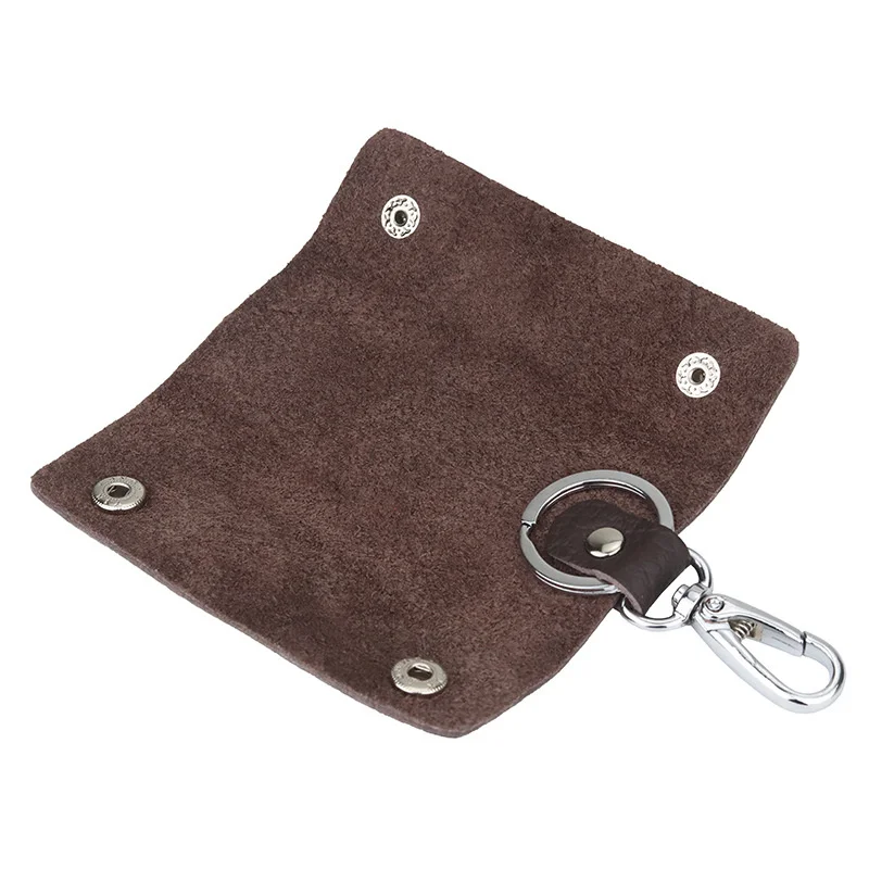 Billeteras Retro de cuero de vaca de alta gama, organizador de tarjetas de acceso compacto con llavero, soporte de llaves antipérdida, bolsa de llaves Unisex como regalos