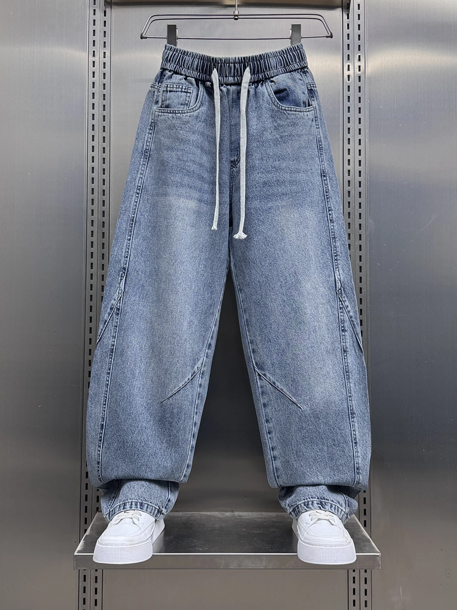 

Мужские джинсы свободного кроя с прямыми штанинами, повседневные, удлиненные, в американском стиле, со средней посадкой, из хлопка, с узором, весна 2026