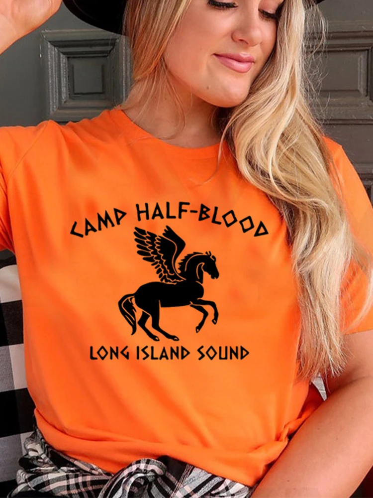 Camp Half Blood Women T Shirts Vintage Clothes Y2k Top Halloween Wicca Tshirt Long Island Sound Percy Jackson Cotton T Shirt