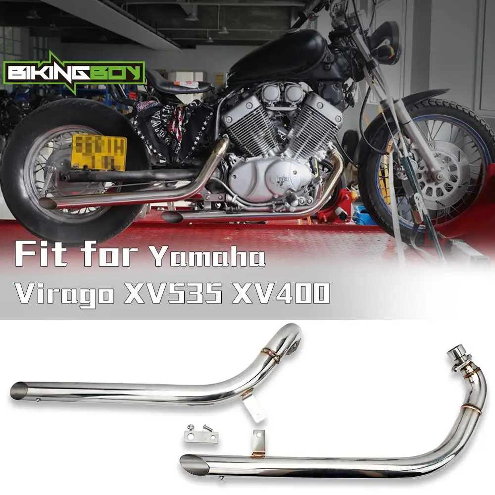 BIKINGBOY Muffler Exhaust Pipe Silence XV125 XV250 V-Star 88-22 05 06 07 08 09 10 11 12 13 Virago XV535 XV400 87-04 89 90 91 92