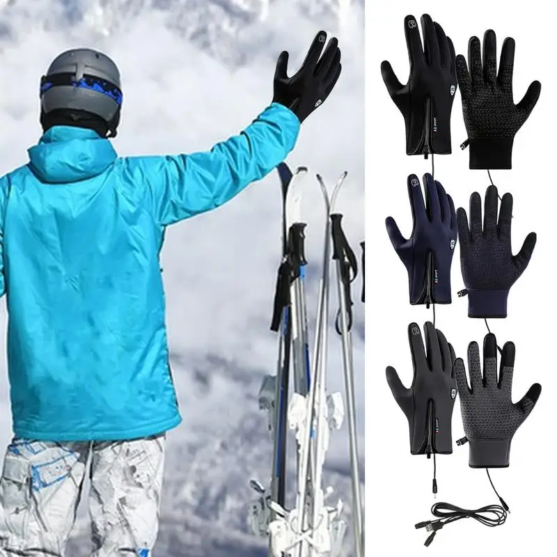 Touchscreen Gloves Electric Gloves With Touchscreen Fingers Adjustable Waterproof Gloves Winter Accessories For Ice Skating