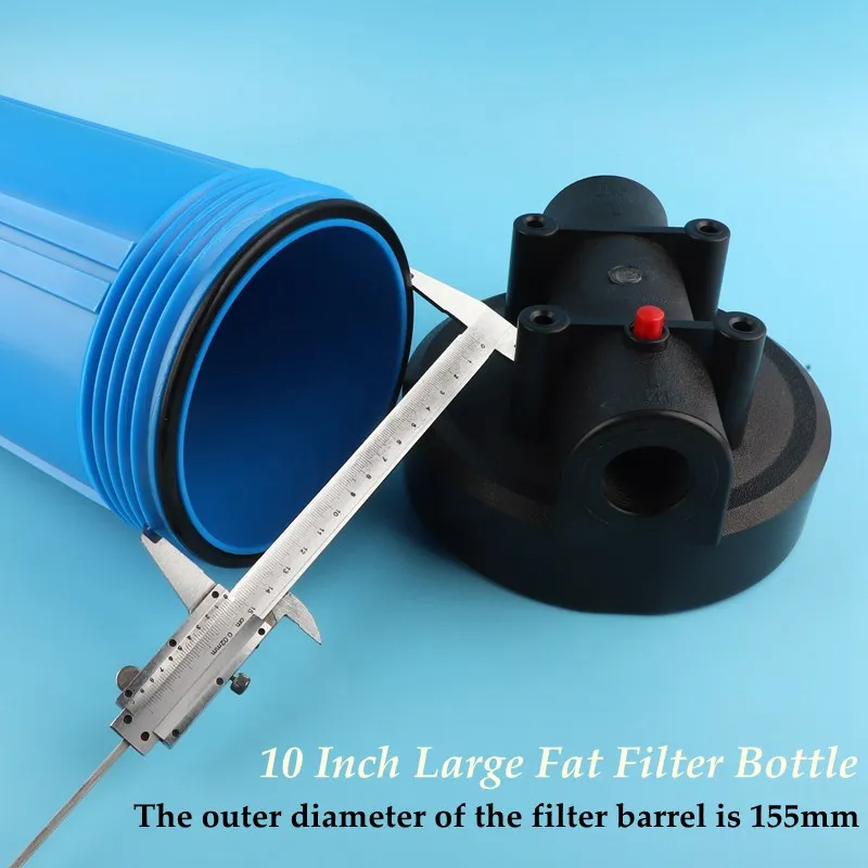 Blue 10 Inch Large Fat Filter Bottle 1 inch 1.5 inch Large Diameter Large Flow Filter Cartridge Whole House Filter Bottle