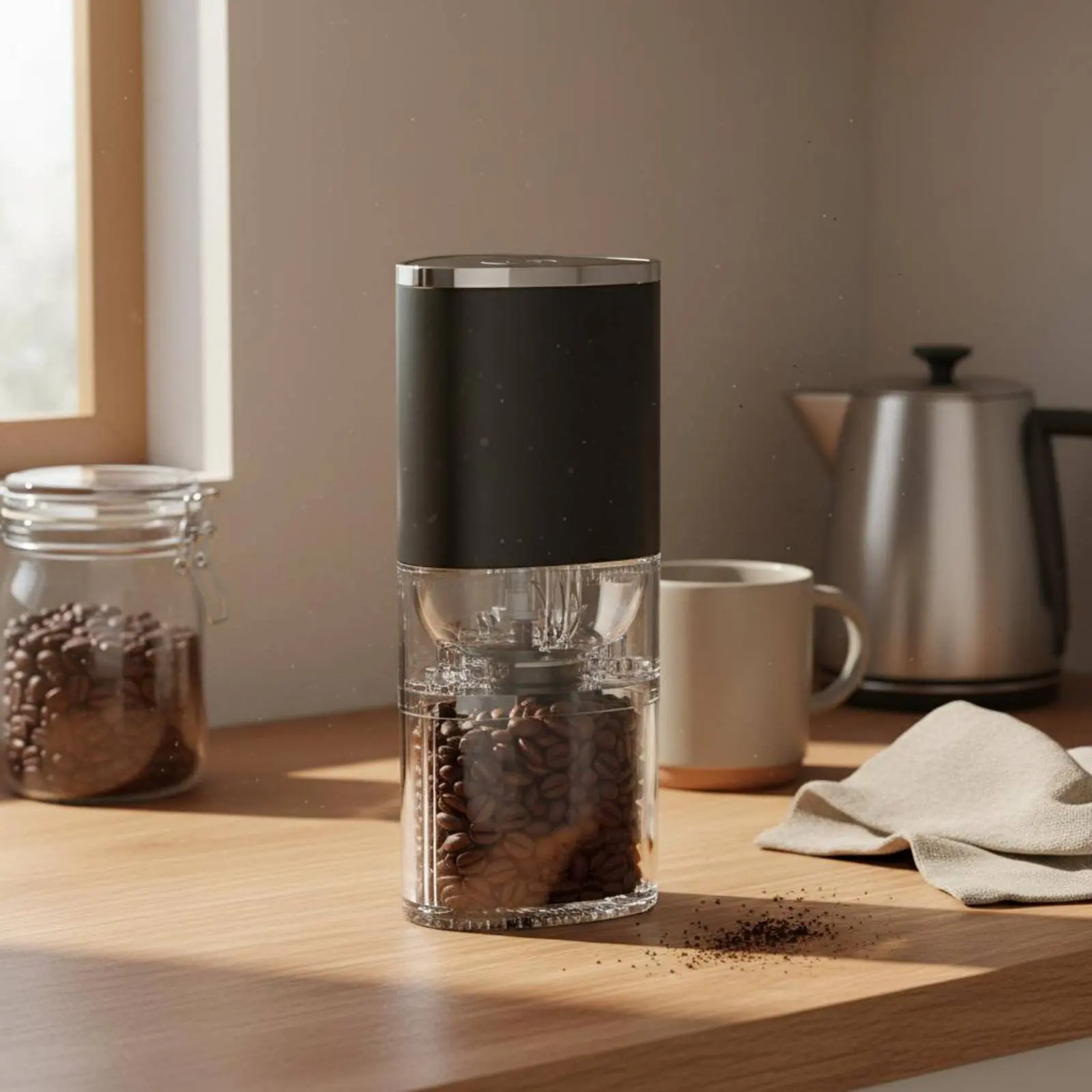 Electric Coffee Grinder Great Gift Notion Portable Coffee Grinder Adjustable Pulverize Size Low Noise for Travelers, Office