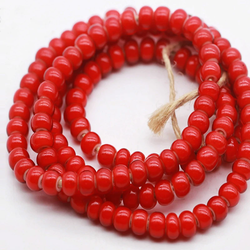 Takahashi Goros Red White Core Glass Beads Loose Beads Necklace Bracelet