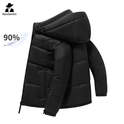 Winter Men's Down Jacket Hooded Casual Short Splicing Thick White Duck Down Warm Coat Trendy Male Ski Lightweight Winter Jacket