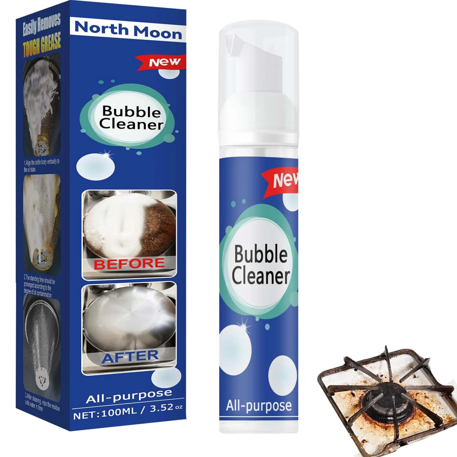 30/100ml All-Purpose Bubble Cleaner Kitchen Grease Cleaner Kitchen Oil Stains Stubborn Cleaner Dirt Kitchen Tools Hot