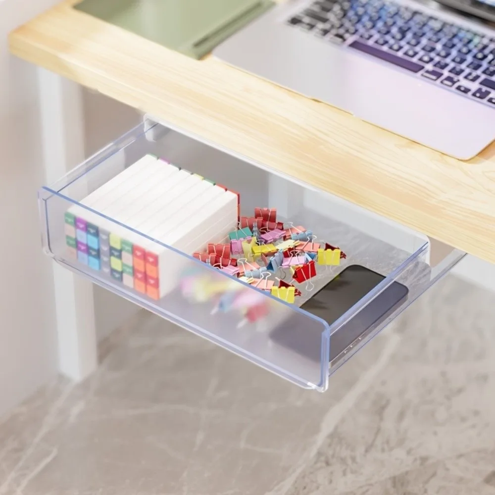 مشبك منزلق تحت درج المكتب منظم متعدد الأغراض قابل للتعديل درج صندوق تخزين توفير المساحة منظمات القرطاسية