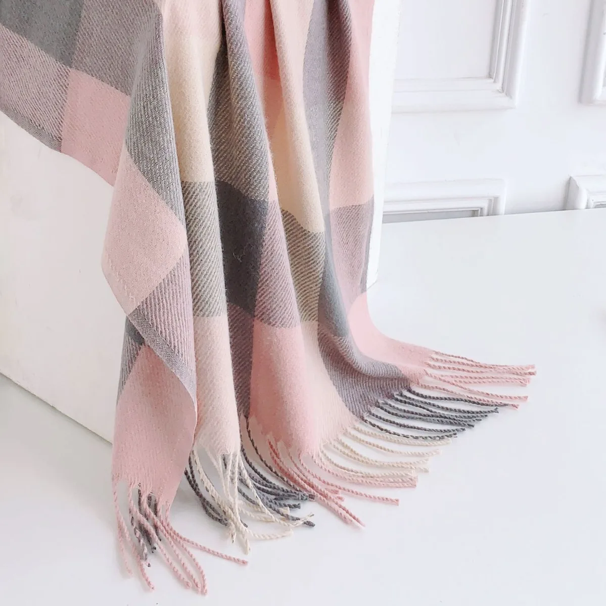 Warm Cashmere Blanket Women Travel Winter Scarf Fashion Plaid Pashmina Thick Shawl Wraps With Tassel Casual Bufanda Poncho New