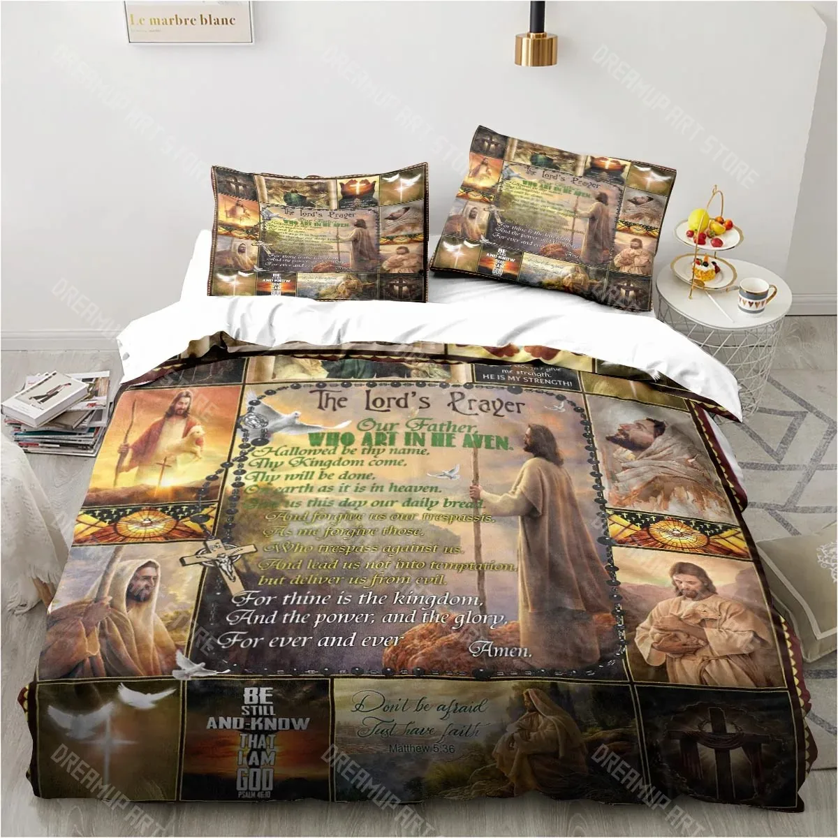 Jesus Christ Church Mary Christian Religious Bedding Set Boys Girls Duvet Cover Twin Queen King Full Single Double Sizes