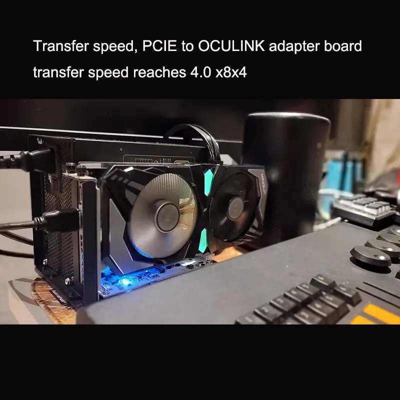 ADT-Link PCIE4x 8x إلى Oculink MCIO بطاقة واجهة لمحطة إرساء ITX asus rog ally ملحقات الكمبيوتر eGPU Dock PCIE 4XEXT-8612