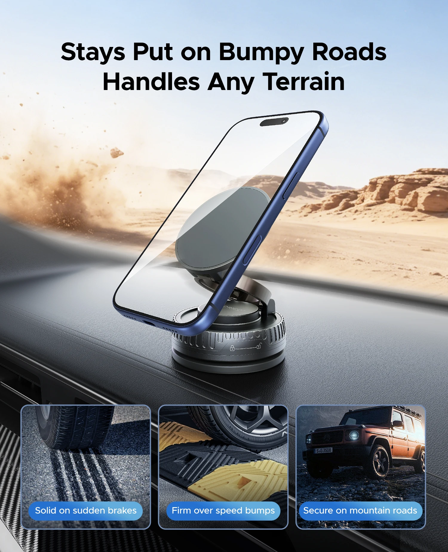 ORICO Magnetic Car Phone Holder Dashboard Suction Cup 360°Rotatable Car Mount For Magsafe iPhone 16 15 14 ProMax Xiaomi Samsung