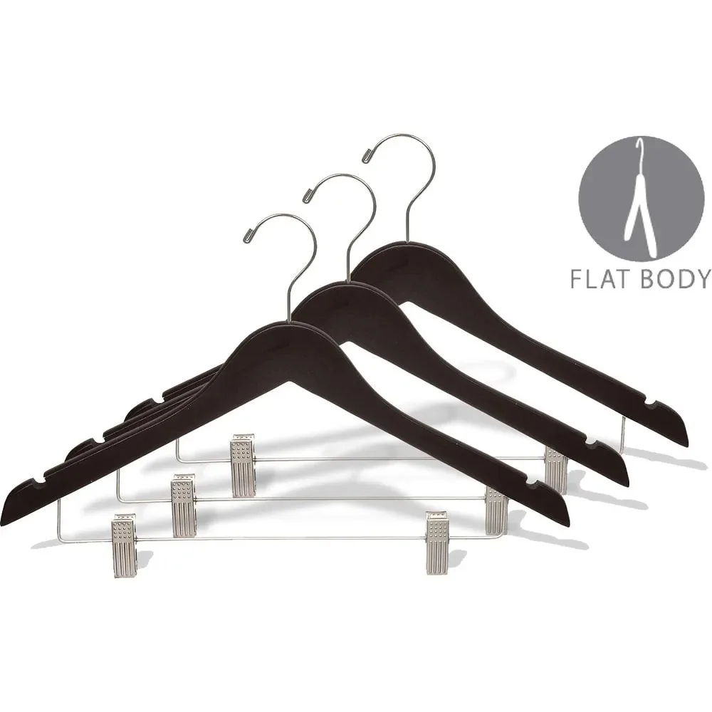 

Wooden Combo Hanger with Espresso Finish and Clips, Brushed Chrome Hardware (Case of 50)