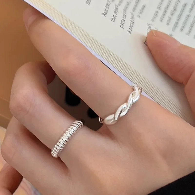 Korean version niche design spiral ring women's minimalist style fashion personality simple versatile high sense open food