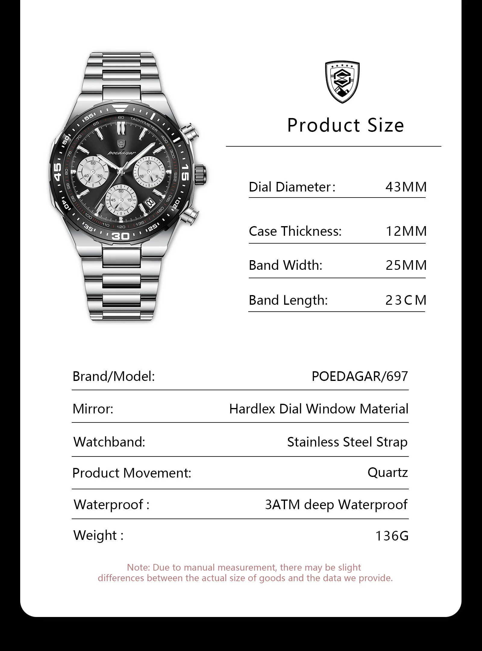 POEDAGAR Men's Watch Image 9