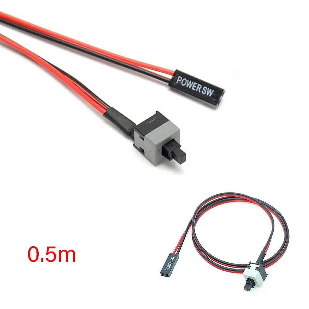 PC Motherboard Power Switch Cable With Push Button 2Pin I/O Front Panel Power Reset Wire For Computer Broken Power Button