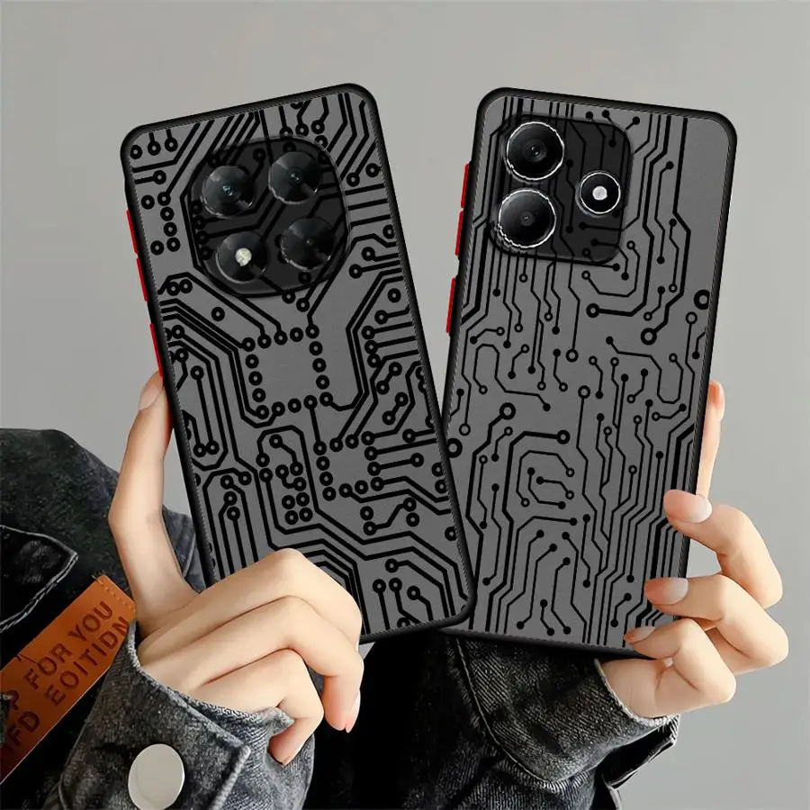 حافظة هاتف لهاتف Xiaomi Redmi Note 9s 11s 12S 10s 14 Pro 11 12 13 Pro Plus غطاء ناعم خط لوحة دوائر كهربائية