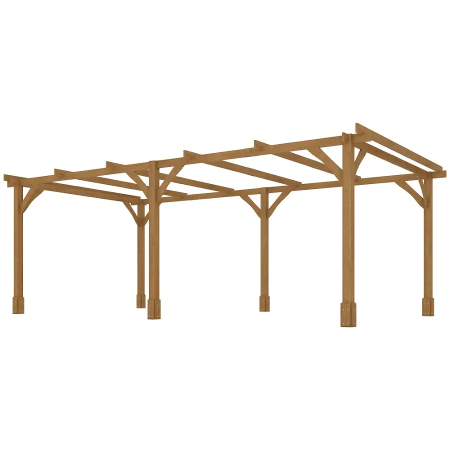 

20' x 10' Wood Pergola Outdoor Gazebo Grape Trellis with Stable Structure for Climbing Plant Support Dark Brown