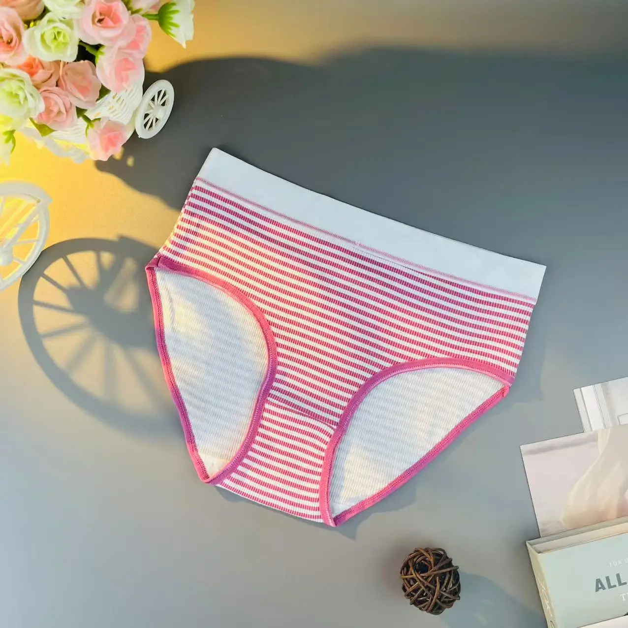 20 pièces [sous-vêtements pour femmes] cadeaux de noël d'halloween culottes mignon imprimé rayé sous-vêtements féminins taille moyenne Lingerie slips