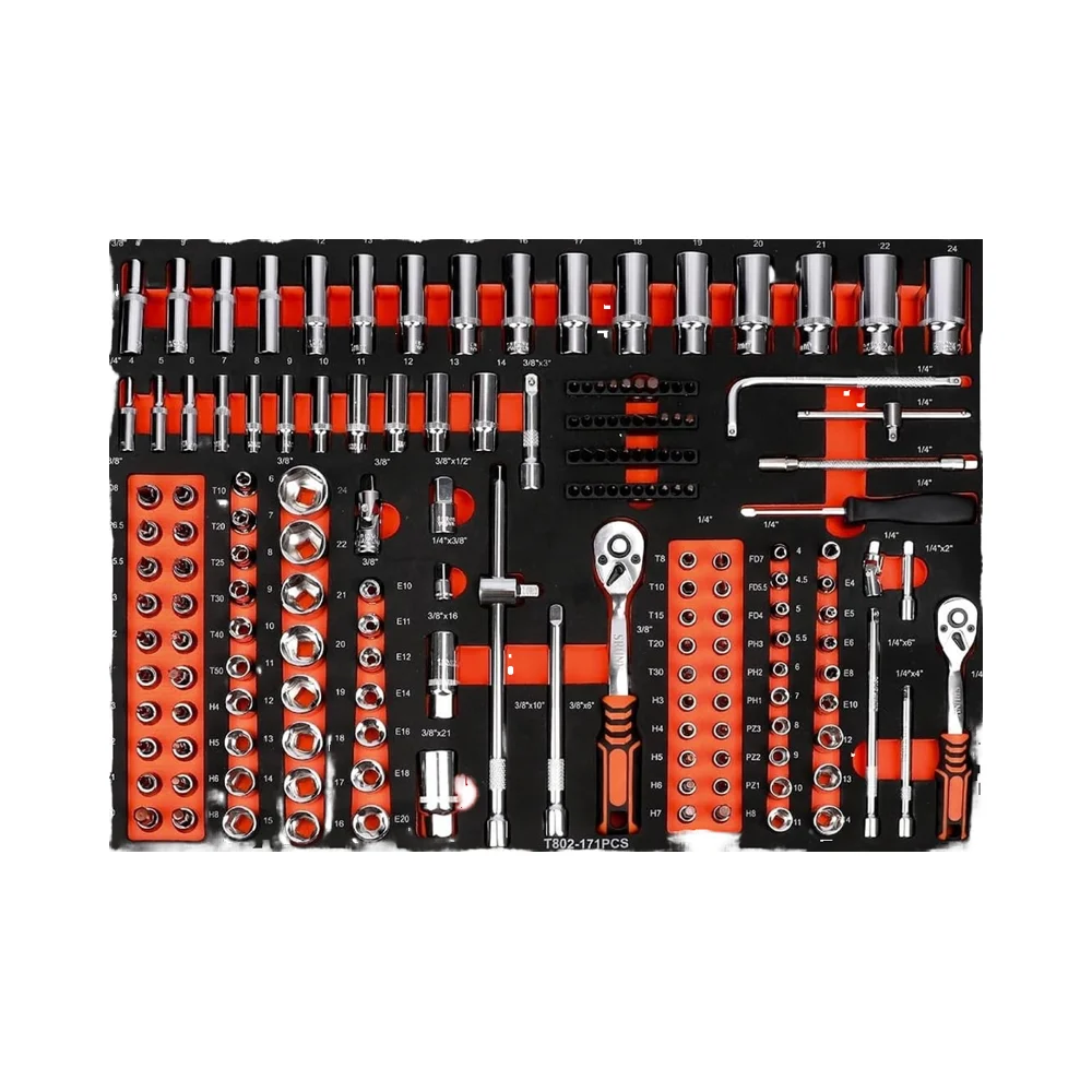 

171 Piece 3/8\" Metric Socket Mechanic Tool Set in Foam Storage Tray