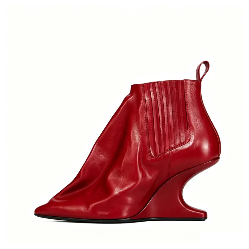 2026Women's New Pointed Shaped Thick High-heeled Short Boots, Fashionable and Versatile, Black 35-46 Plus Size Women's Boots