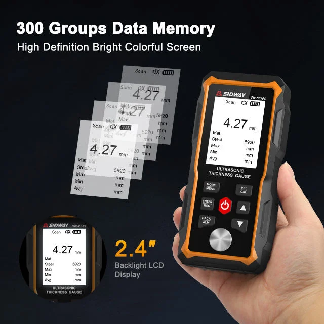 Sndway SW-6510S Ultrasonic Thickness Gauge  Plastic Glass Ceramics Metal Steel Plate Stainless Steel Pipe Wall Thickness Tester