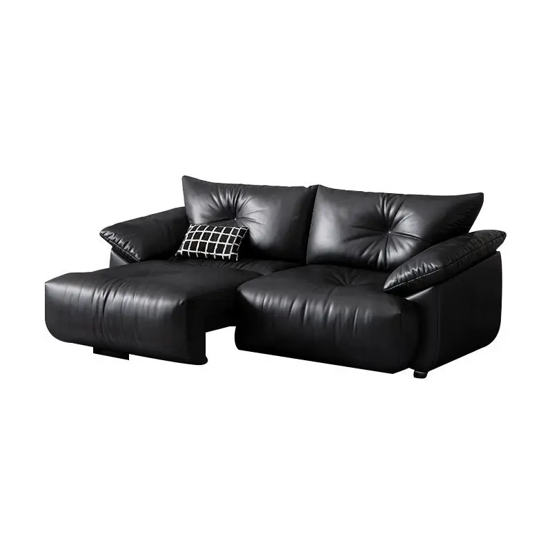 

Italian multi-functional sofa bed leather zero against the wall electric extremely simple living room telescopic sofa