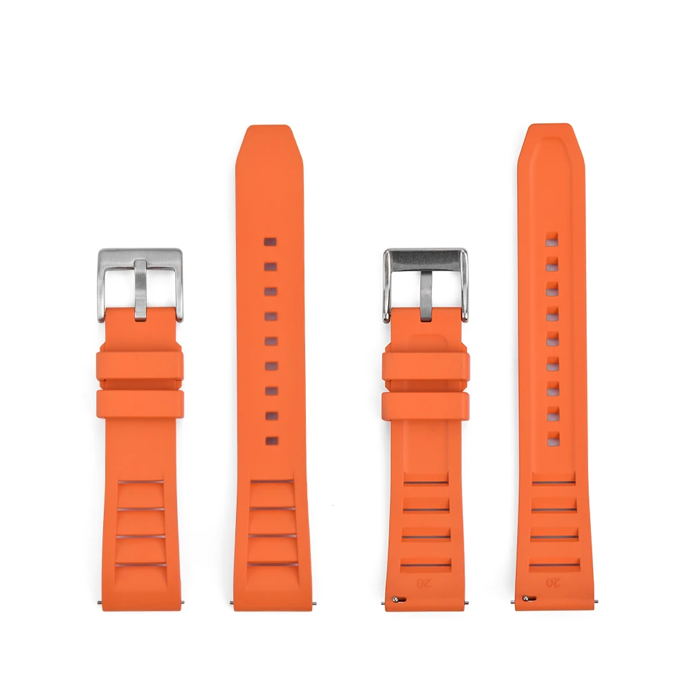Quick Release Pin Buckle Soft Breathable Waterproof FKM Fluorine Rubber Smartwatch Strap 20/22/24mm