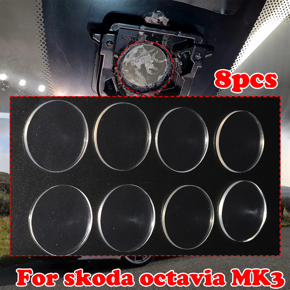 

8X Rain Light Sensor Gel Pad For Skoda Octavia Kodiaq Superb Adhesive Film Silicone Cushion Windscreen Chip Multi-Purpose Tape