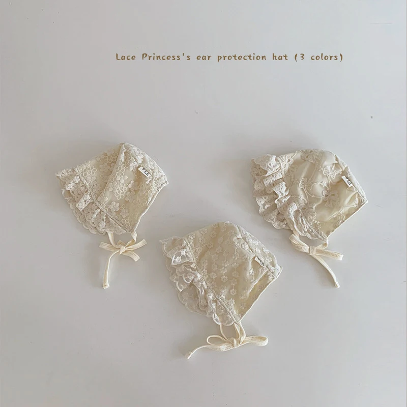 

MILANCEL New Baby Fetal Cap 3-16M Sweet Embroidered Flowers Infant Cap 35-45CM Cute Lace Bow Toddler Girls Hat