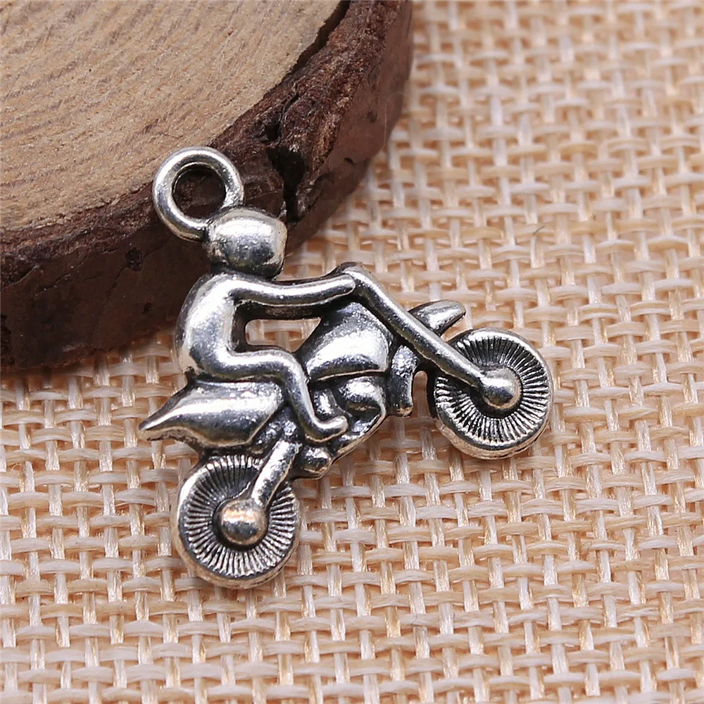 WYSIWYG 10pcs 21x21mm 2 Colors Motorcycle Athletics Charms Pendant For DIY Jewelry Making Handmade Jewelry Craft Findings