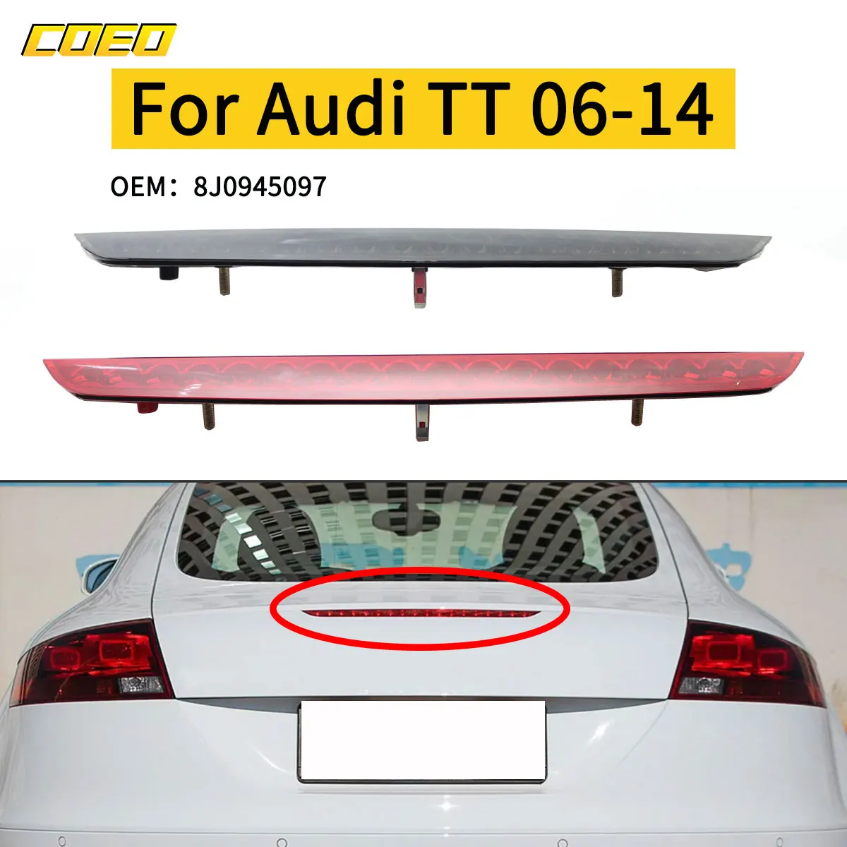 

Third Brake Light Rear Tail Light For Audi MK2 TT 8J 2006-2014 Mount Car Rear LED High Level Brake Light Lamp 8J0945097