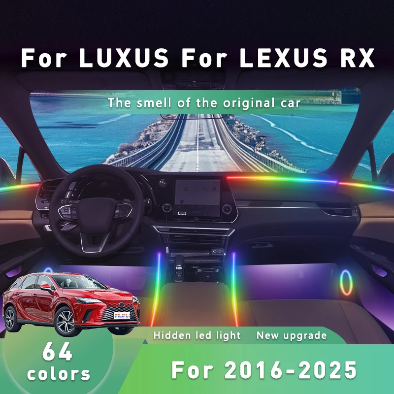 

FILIPLI For The LEXUS RX For 2017 64 Colour RGB Car Ambient Light App Controlled Car Interior Lights DIY Car Interior LED Strip