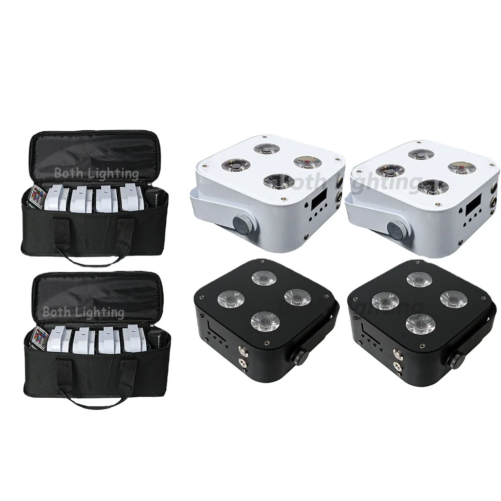 Both IR4 Mini Par Lights 8pcs With Bags LED 4*12W Uplights Par Battery Wireless DMX DJ Lights Wedding Disco Party Event