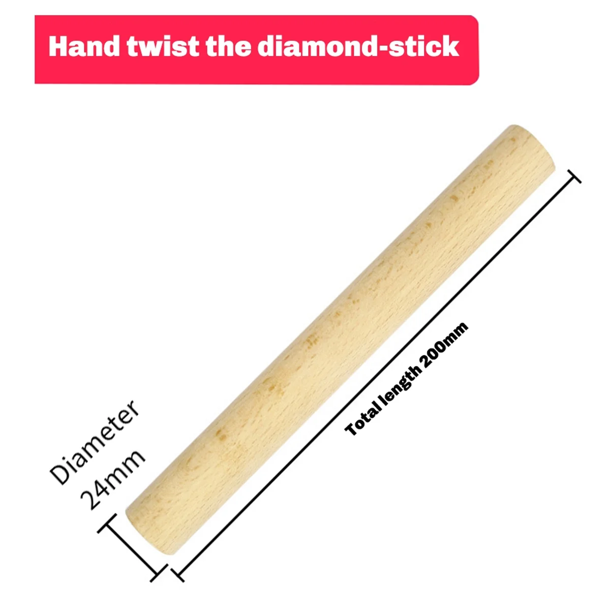 Y31A 25mm Manual Survival Drill Bit Woodworking Hole Saw Bit with Wooden Stick Hand Auger, Hand Wood Auger Drill Bit