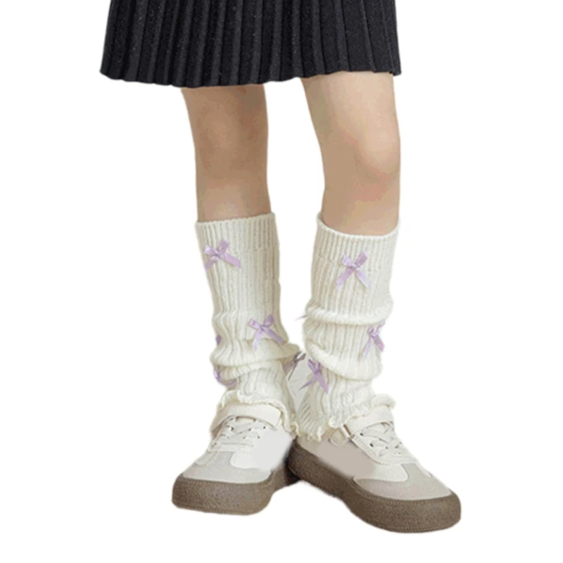 Long Leg Socks with Bows Designs for Little Girls multifunction & Comfortable Long Tube Socks Breathable For Everyday Use W3JF