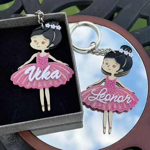 Custom Ballet Theme Name Acrylic Keychain Cute Ballet Dancer Styling Personalized Name Keychain Unique Gift for Ballet Dancers ﻿
