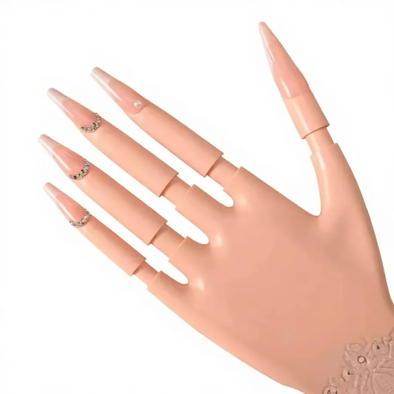 Rubber Silicone Manicure Dummy Hand, Flexible Fingers Nail Training Model for Nail Art Beginner Practice