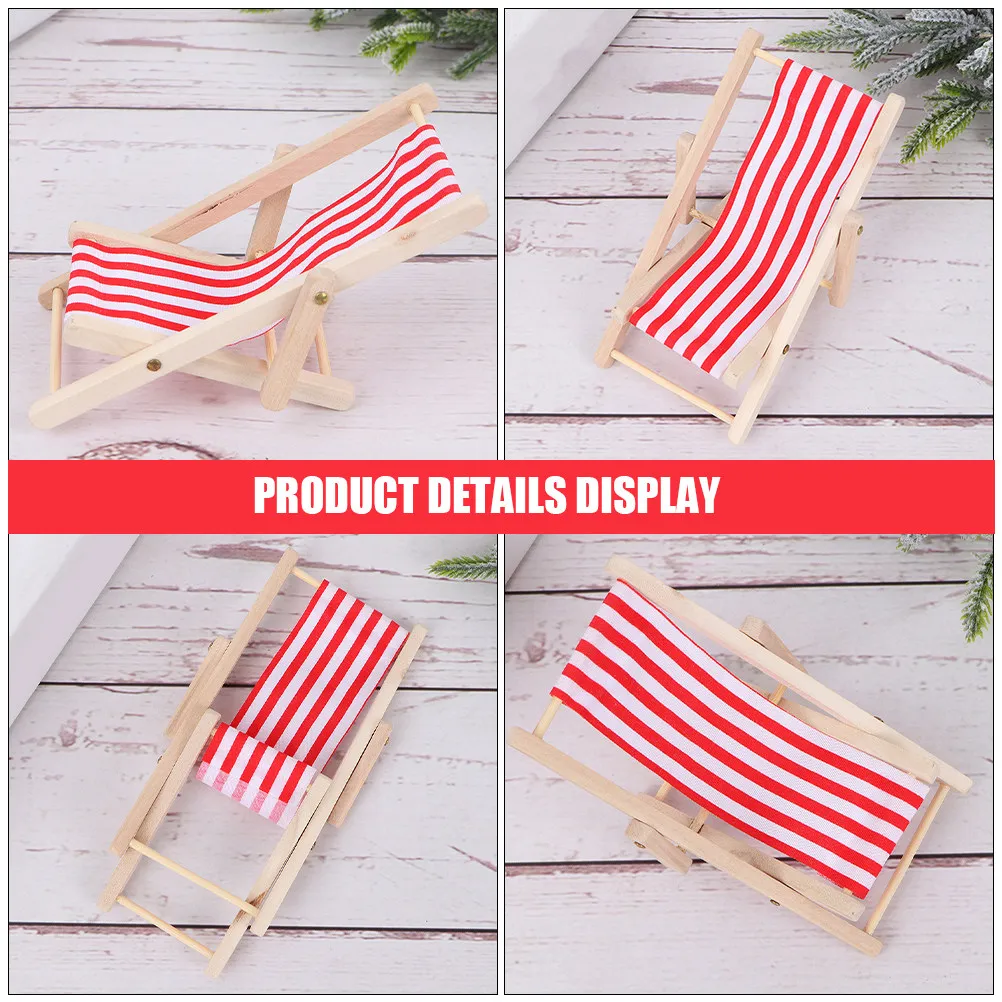 

4Pcs Miniature Simulated Folding Beach Chairs Small Lightweight Portable Mini House Decoration Micro Landscape Dollhouse