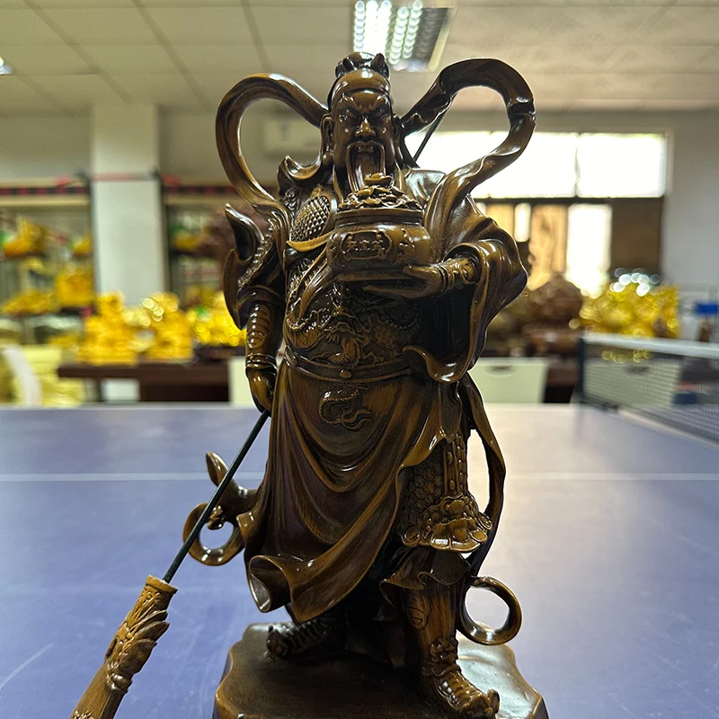 ￥#Horse Success Gourd Resin Ornaments Eco-Friendly Wood Grain Guan Gong God Wealth Feng Shui Theme for Office Company