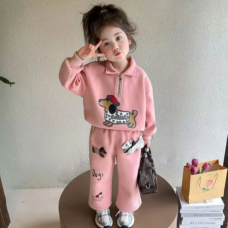 

Girl Cartoon Set Spring and Autumn New Collection Children's Baby Casual Sweater Pants Two Piece Set Kids Outfits